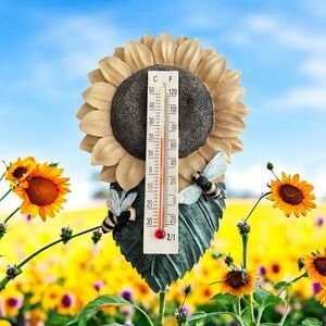 Vintage Acu-rite Garden Sunflower Decor With Thermometer